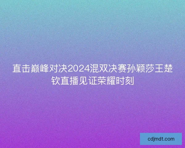 直击巅峰对决2024混双决赛孙颖莎王楚钦直播见证荣耀时刻
